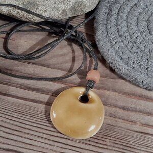 Chaozhou Porcelain Tan Pendant Terra Cotta Cotton Necklace